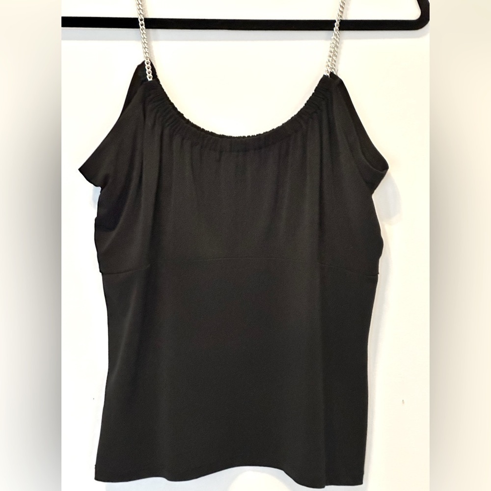 Super cute black halter with chain straps.